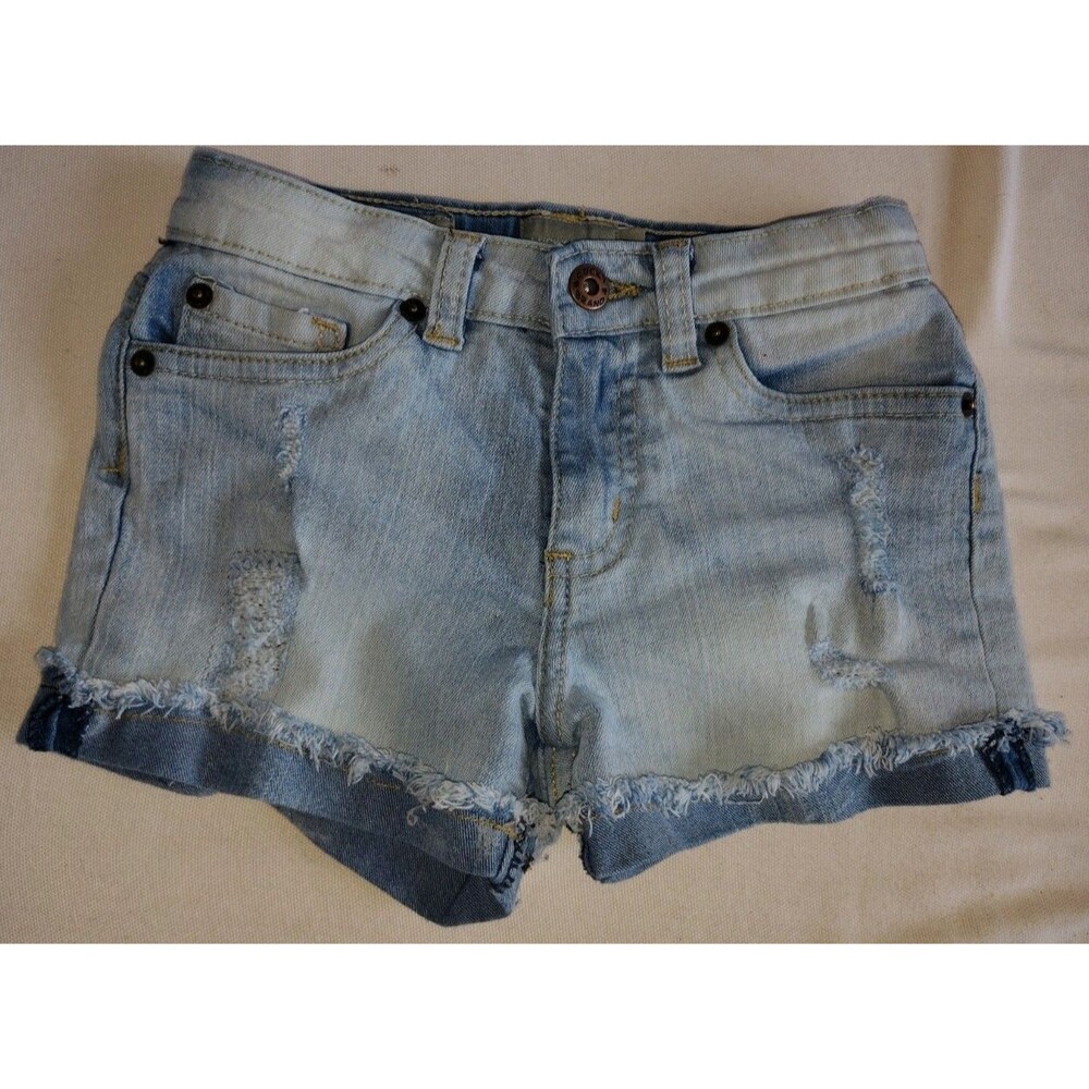 Lucky Brand Riley Short Girls Size 8 Denim Jean Shorts Cuffed Blue Stretch